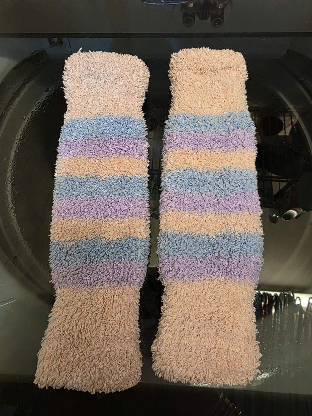 Plush Pastel Striped Fuzzy Leg Warmer Dance Socks